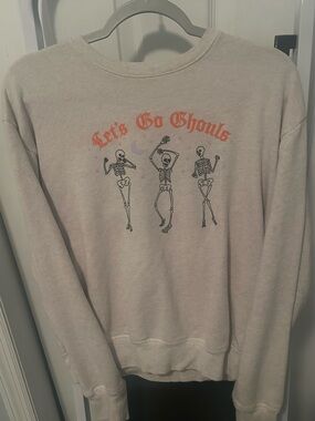 PINK Victoria's Secret Light Pink Ribbed Crewneck “Let’s Go Ghouls”